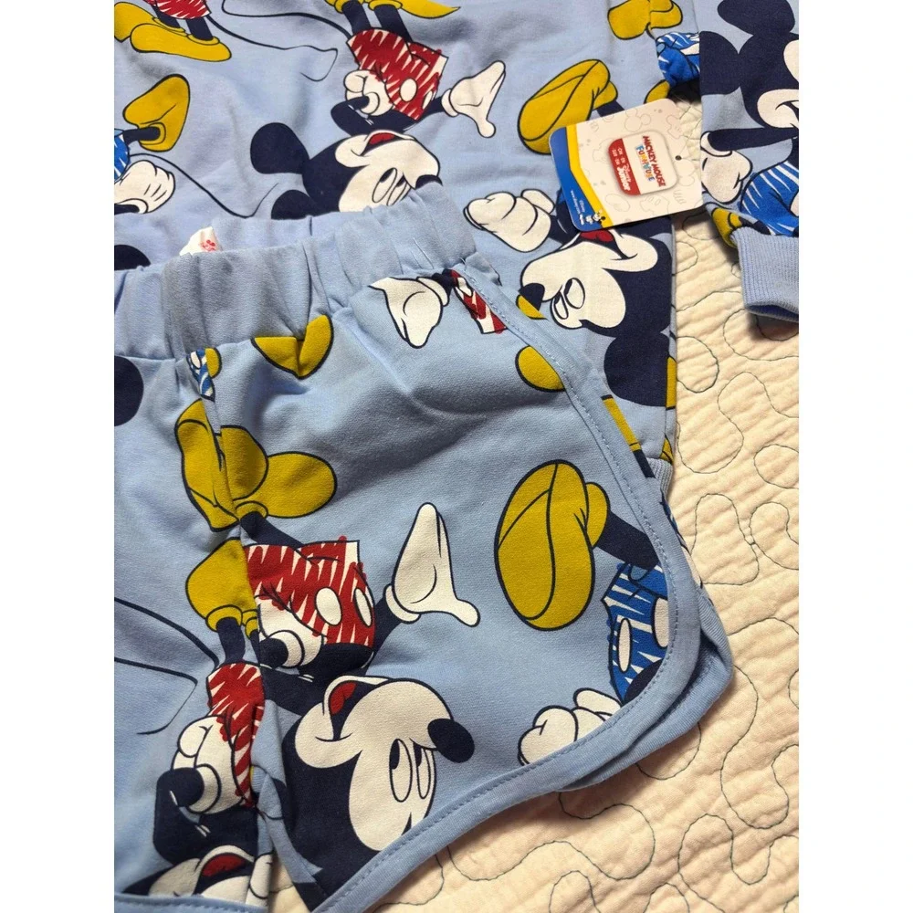 Disney Mickey Mouse Funhouse Junior Sweatshirt and Shorts Set Blue 4T NEW